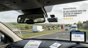 A motorist review of a cost-effective dash cam used to secure a car insurance premium discount with a UK insurance provider.