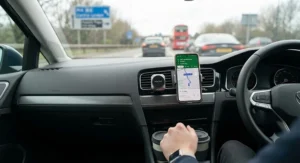 A reliable magnetic car mount perfectly positioned in a commuter vehicle for daily use.