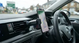 Sleek and compact air vent phone holder car mount blending into a modern vehicle interior
