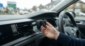 Step-by-step installation of an easy-clip air vent phone holder car accessory
