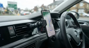 Sturdy grip air vent phone holder car mount supporting a large smartphone safely