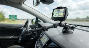 Fully adjustable sat nav mount for dashboard, perfect for positioning your device at the ideal angle in any British vehicle