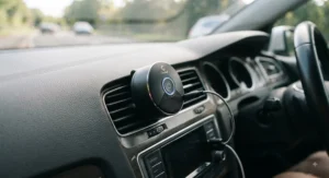 High-quality Bluetooth car adapter featuring a noise-cancelling microphone for crisp hands-free calls on the go.