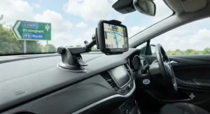 Heavy-duty suction cup sat nav mount for dashboard ensuring a stable grip on UK roads