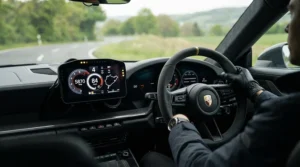 Advanced performance monitor for car showing real time telemetry data