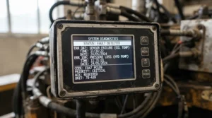 Screen of an OBD2 scanner for beginners displaying a clear engine fault code and description