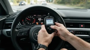Using an OBD2 scanner for beginners to clear a dashboard warning light