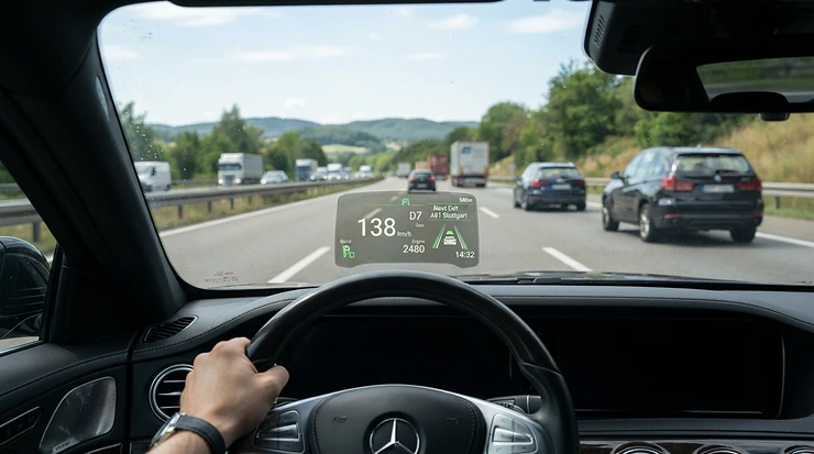 HUD performance monitor for car projecting speed onto the windscreen
