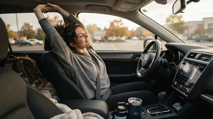 Relieving lower back pain while driving with an ergonomic lumbar support cushion for car seat