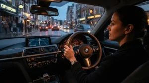 Comfortable steering wheel cover for car being used during heavy stop-start urban city traffic
