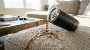 Morning commute coffee accident hitting heavy-duty waterproof car seat covers without soaking through