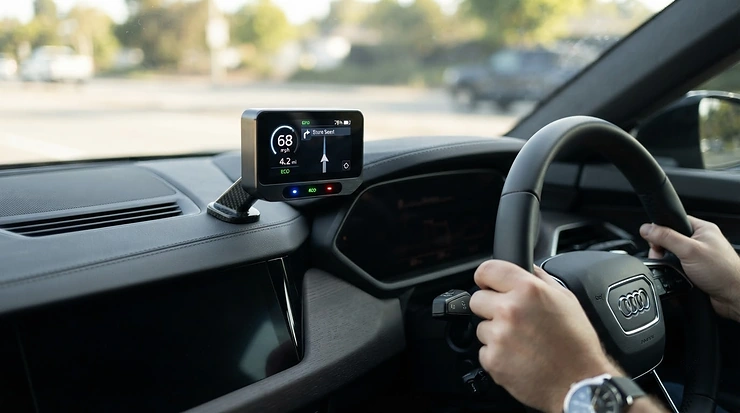 Wireless fuel economy monitor for car transmitting data to a dashboard mounted display unit