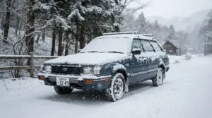 An insulated windscreen sunshade for car preventing snow and ice buildup on freezing mornings.